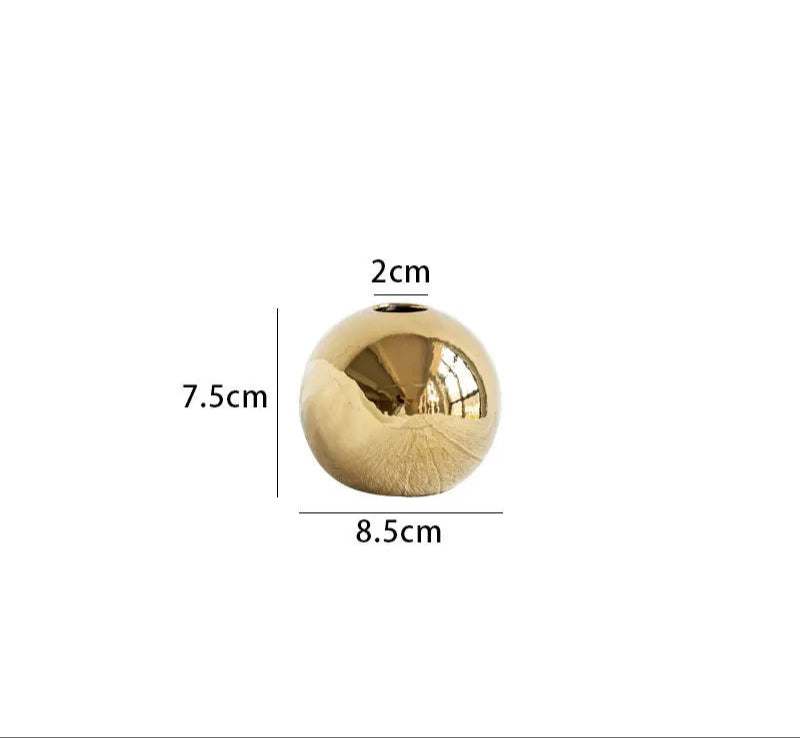 Plating Golden Ball Ceramic Vase Home Decoration
