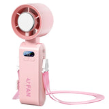 Foldable USB Neck Fan Digital Display Portable Handheld Cooling Fan 199-Speed Settings Powerful Turbo Fan for Outdoor Use