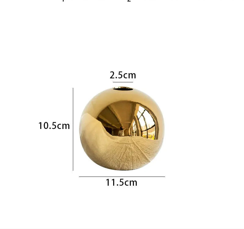 Plating Golden Ball Ceramic Vase Home Decoration